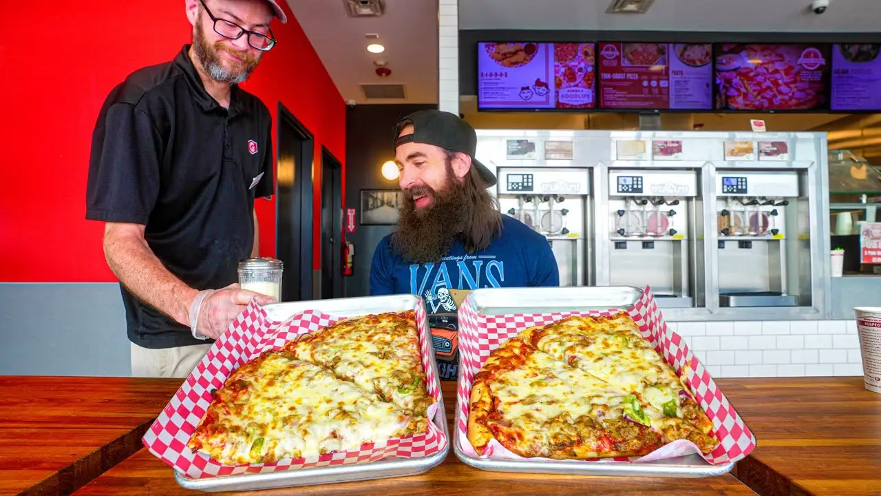 IN CHICAGO THEY HAVE THE WEIRDEST PIZZA CHALLENGE I'VE EVER DONE | BeardMeatsFood